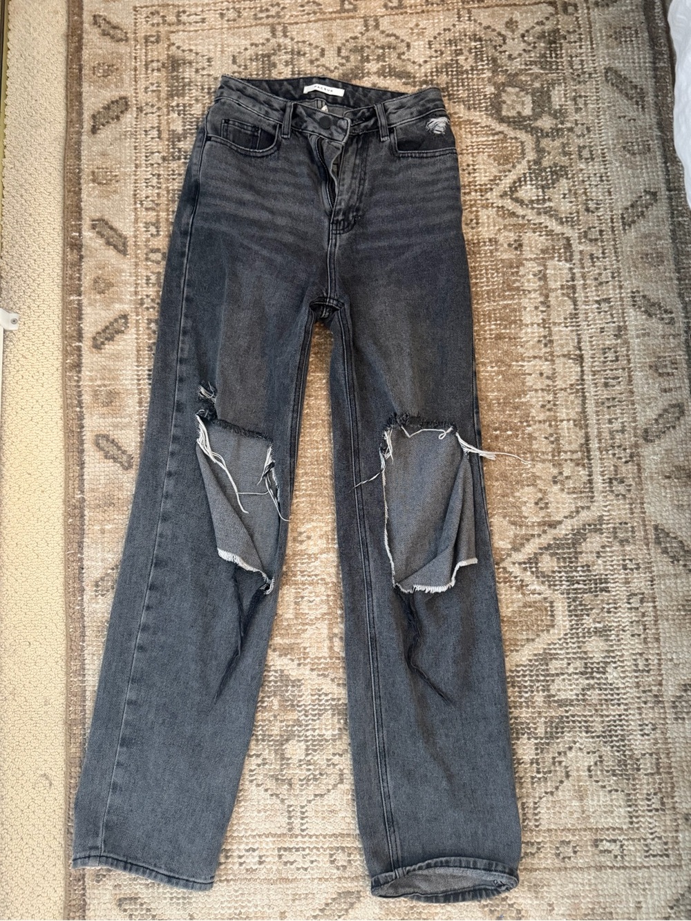 PacSun Black Distressed Straight-Leg Jeans